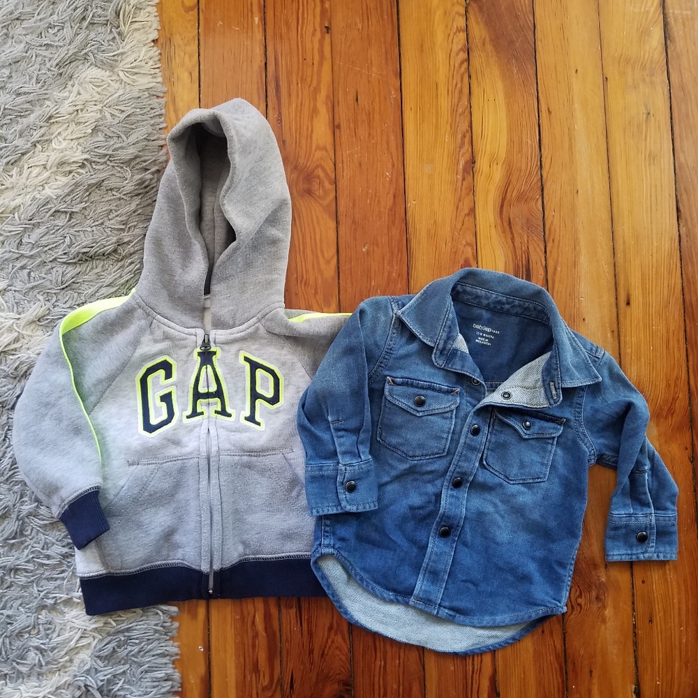 Baby Gap‎ Logo Hoodie Denim Shirt Bundle 12-18 M